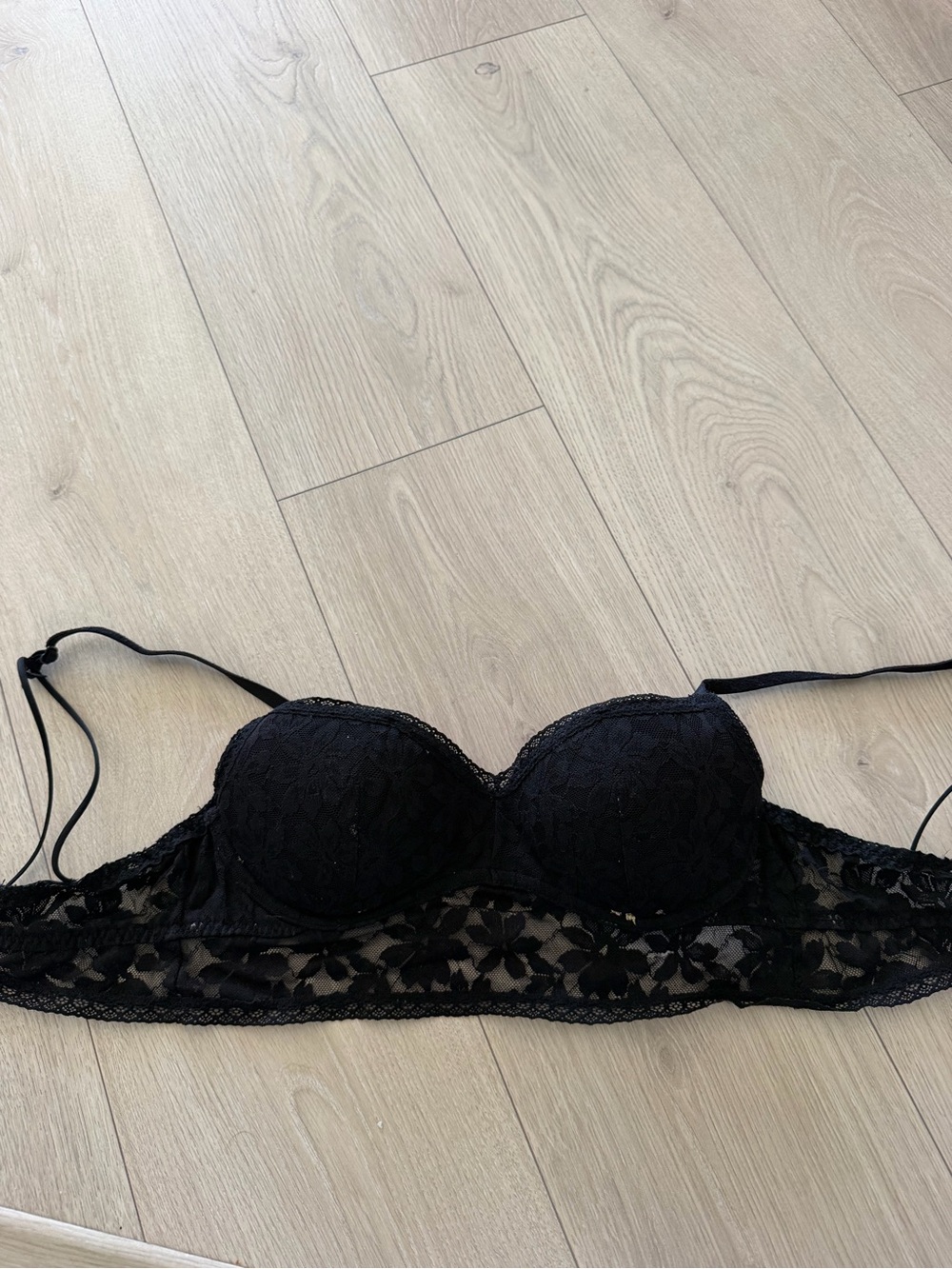Victoria's Secret Black Lace Longline Strapless Bra